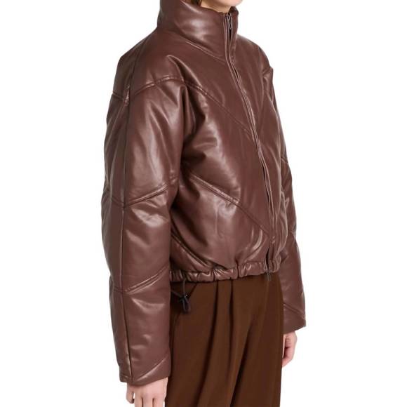 NEW A.L.C. women's morrison puffer coat jacket in brown - Picture 3 of 4